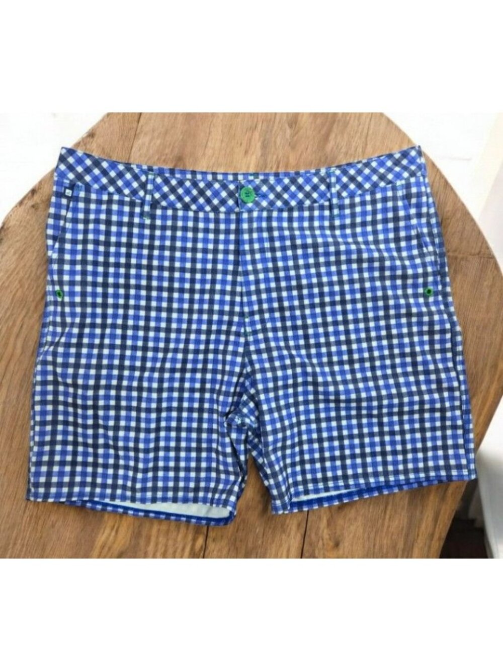 Sperry Top-Sider Mens Blue Gingham Check Shorts Size 38 Polyester Blend